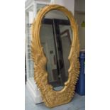 WALL MIRROR, winged gilt frame, 199cm H x 107cm W.