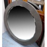 WALL MIRROR, circular in a shagreen style frame, 110cm diam.