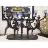 DANCING MONKEYS BRONZE CANDLE STICK, by Maitland Smith, cost $1695 new. 75cm W x 56cm H.