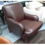 MARKS AND SPENCER ARMCHAIR, Howard style, leather finish, 83cm W x 99cm D overall x 92cm H.