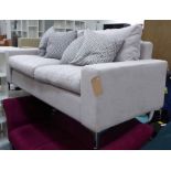 COR SOFA, grey finish with four contemporary scatter cushions, 200cm W.