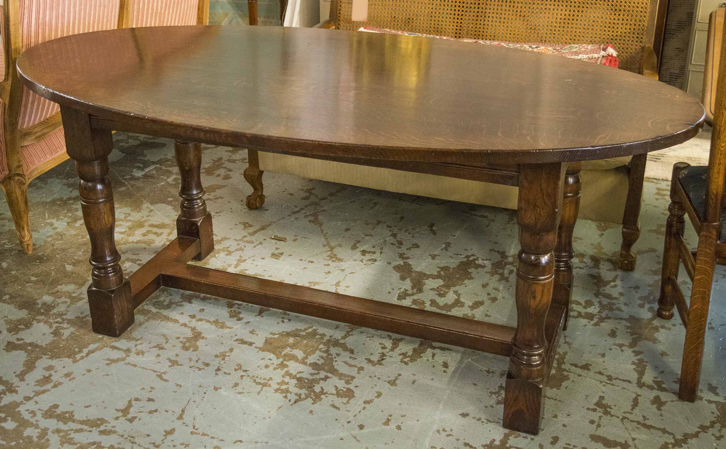 REFECTORY TABLE, by Brights of Nettlebed, oak with oval top, 76cm H x 181cm W x 92cm D.