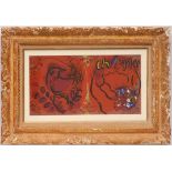 MARC CHAGALL 'Woman with Bouquet', original lithograph, 1960, 27cm x 50cm, framed and glazed.