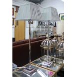 TABLE LAMPS, a pair, in an English country house style, pleated shades, 69cm H.