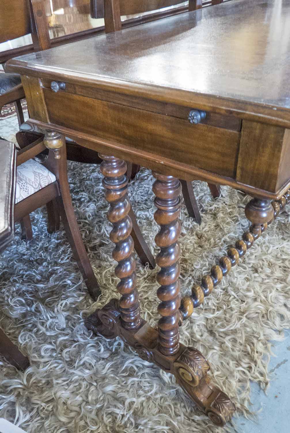 THEODORE ALEXANDER WRITING TABLE, Victorian style with an inlaid leather top, - Image 3 of 5