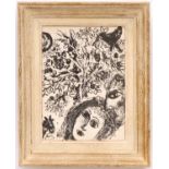 MARC CHAGALL 'Lovers', original lithograph, 1960 Mourlot ref 292, 31cm x 23cm, framed and glazed.