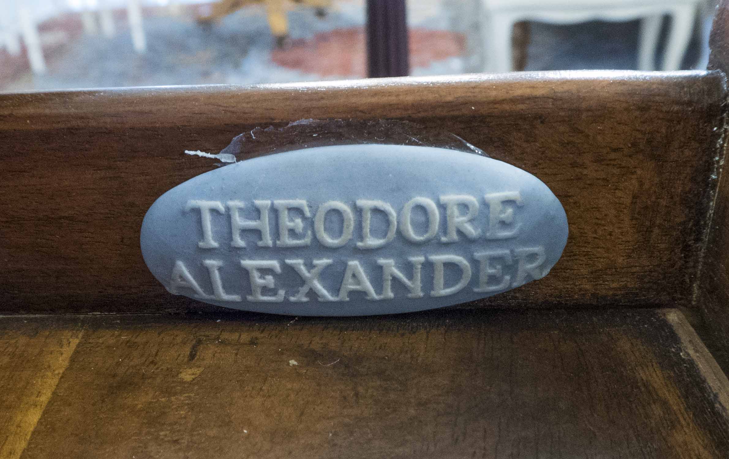 THEODORE ALEXANDER WRITING TABLE, Victorian style with an inlaid leather top, - Image 5 of 5