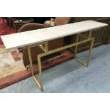 CONSOLE TABLE, Art Deco design gilt metal with a stone top.