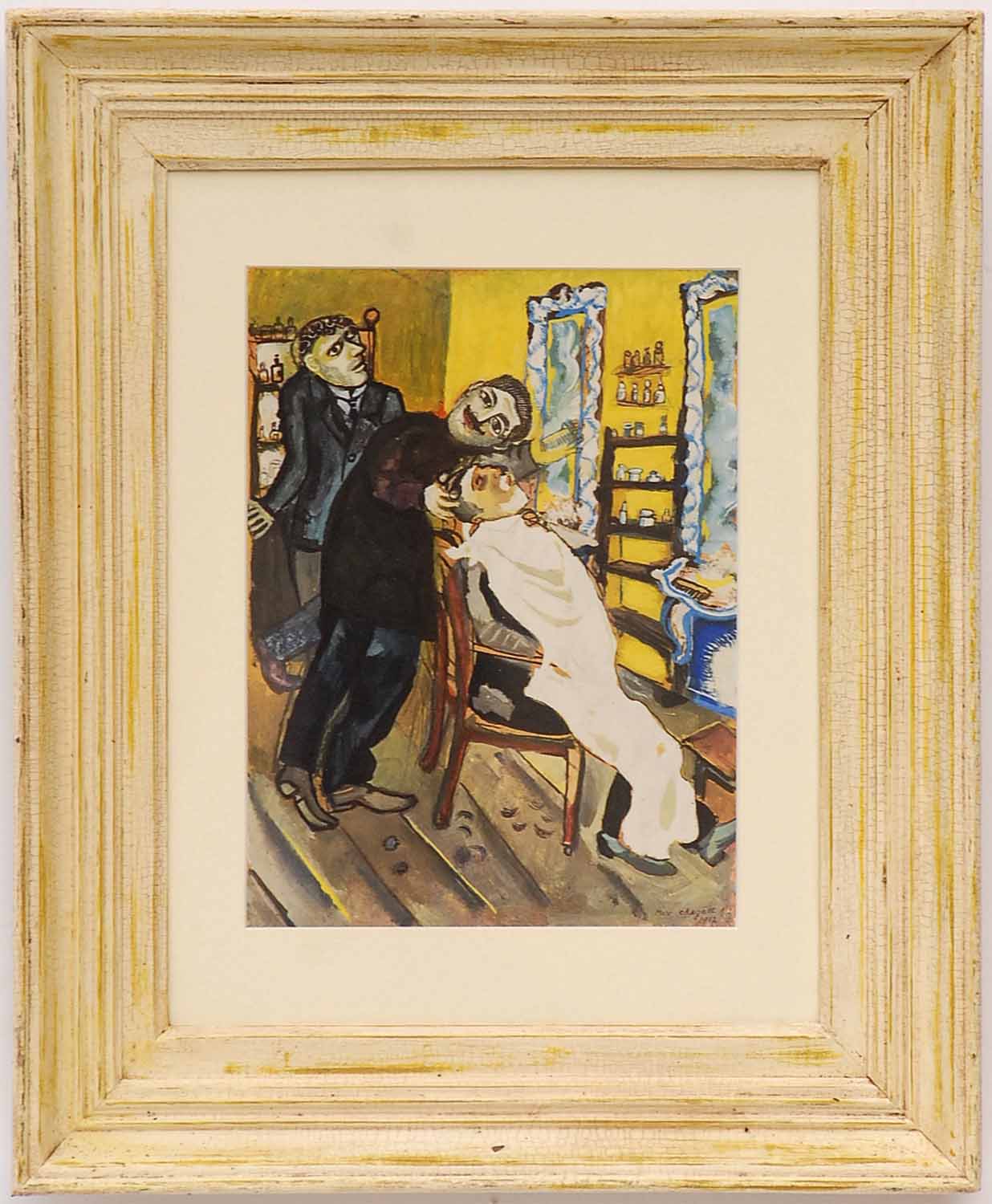 MARC CHAGALL 'The Barbers Shop', collotype, 1961 edition 200, 32cm x 24cm, framed and glazed.