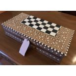 INDIAN GAMES BOARD, hardwood, metal and bone inset board,