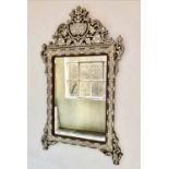 WALL MIRROR, vintage Indian rectangular bevelled within a bone,