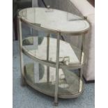 WITHDRAWN LOT. ETAGERE, silvered frame with three oval mirrored tiers, 67cm H x 66cm W x 40cm D.