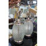 PINEAPPLE TABLE LAMPS, a pair, 1960's French style, 57cm H.