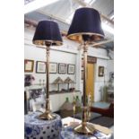 TABLE LAMPS, a pair, in an English country house inspired style, hide shades, 64cm H.