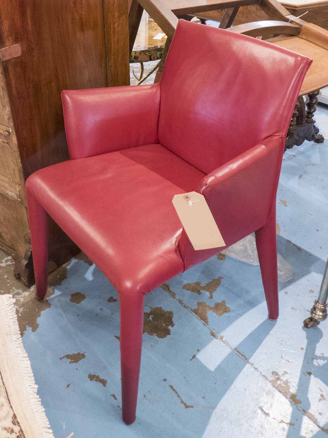 B&B ITALIA CHAIR, red leather, 63cm W x 83cm H.