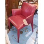 B&B ITALIA CHAIR, red leather, 63cm W x 83cm H.