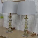 BACCARAT TABLE LAMPS, a pair, mid 20th century one signed.