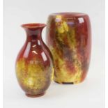 DOULTON 'FLAMBE' GLAZED VASE, and another smaller, largest 20cm H.