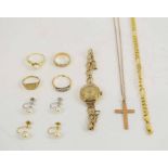 QUANTITY LOT JEWELLERY, a small diamond five stone ring,