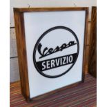 GARAGE SIGN, by Bee Rich, with light up Vespa detail, 56cm x 46cm x 12cm.