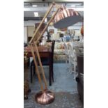 FLOOR LAMP, vintage inspired articulating design, with coppered detail,