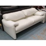 CASSINA MARALUNGA SOFA, in white leather, 185cm L x 85cm W x 75cm H.