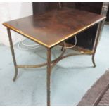 SIDE TABLE, 1960's French gilt metal base with an assimilated bronze top, 44cm H.