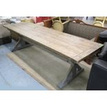 REFECTORY TABLE, rustic country style from reclaimed wood with end supports, 273cm x 88cm x 76cm H.