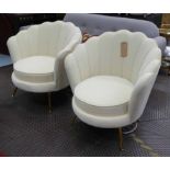 SIDE CHAIRS, a pair, French Art Deco style, ivory velvet finish.