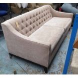 SOFA, in a buttoned back chenille, 210cm x 80cm H x 90cm.