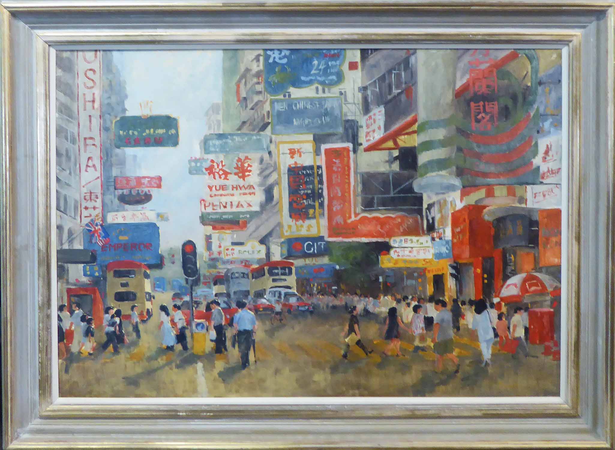 AMANDA CORNISH (Contemporary British) 'Nathan Road', oil on canvas, signed lower right,