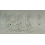 CHAMPAGNE FLUTES, eight, Lalique France.