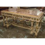 CENTRE TABLE, Louis XVI style, painted and gilt,