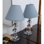 BACCARAT TABLE LAMPS, a pair, mid 20th century of boule design both signed.