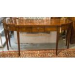 SERVING TABLE, George III period circa 1780 flame mahogany ebony and boxwood strung, frieze drawer,