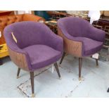 AARK LOUNGE CHAIRS, a pair, 1960's inspired design, 80cm H.