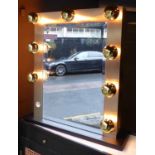 HOLLYWOOD DRESSING MIRROR, 1960's American inspired, with light up surround, 71cm x 20cm x 76cm.