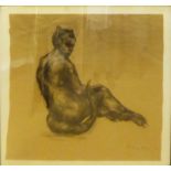 NICOLA HICKS (Contemporary British) 'Pussy', 1997, charcoal on brown paper,