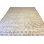 'MIAMI' ART DECO DESIGN SILK CARPET, 400cm x 310cm, geometric silver field.