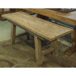 'PIG BENCH' OCASSIONAL TABLE, vintage English ash and elm with single plank rectangular top,