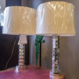 VAUGHAN HEIDELBERG OCTAGONAL TABLE LAMPS, a pair, with linen shades, 63cm H.