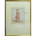 18TH CENTURY MANNER 'Figure Study of a Man with Crossed Arms', red pencil drawing,