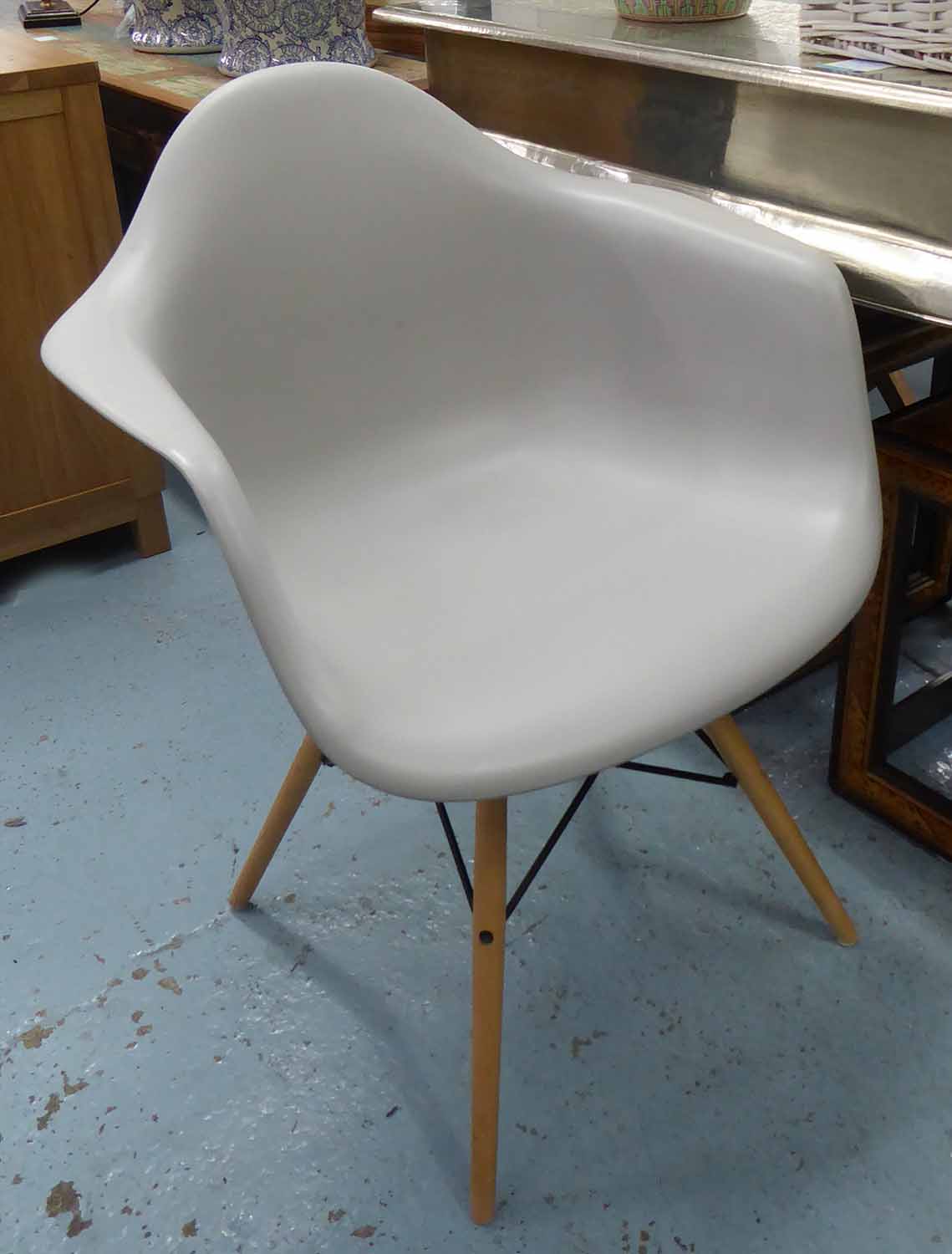 AFTER CHARLES & RAY EAMES DAW STYLE CHAIRS, a pair, 80cm H.