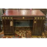 VIENNA SECESSION WRITING DESK, circa 1900-1909 stained oak, with brass detail,
