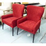 AARK ARMCHAIRS, a pair, of slight proportions, red finish, 90cm H.