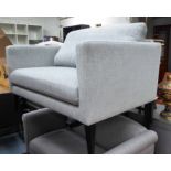 AARK SOFA, of slight proportions, herringbone grey finish, 140cm W.