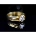 DIAMOND SINGLE STONE RING, 18 carat yellow gold, approx 0.50 carat weight of diamond.