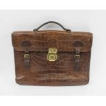 MULBERRY VINTAGE BRIEFCASE, brown leather with single top handle,
