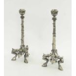 CANDLESTICKS, a pair, 19th century silver plated.