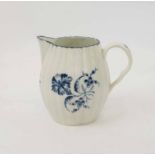 RARE DR WALL PERIOD CREAM JUG, Worcester fluted circa 1760.